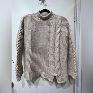 Tan Calvin Klein, business casual high neck knit sweater. Size small